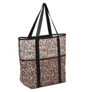 Cheetah Printed Mesh Tote Bag